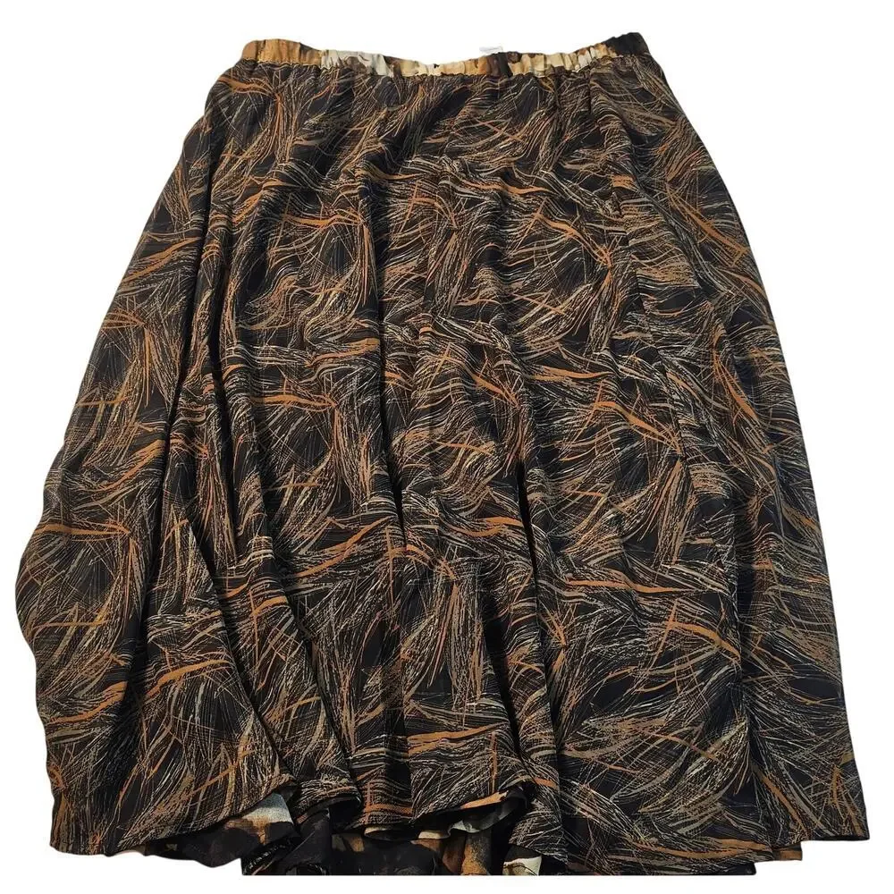 Coldwater creek vintage REVERSIBLE chiffon lined skirt neutral PM PETITE M EUC +